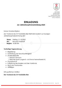 Read more about the article Einladung zur Jahreshauptversammlung 2025